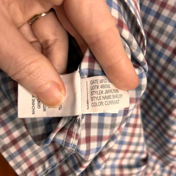 Johnnie-O Shelby Prep-Formance Button Up Shirt Check Plaid Mens XL Professional - Picture 7 of 9